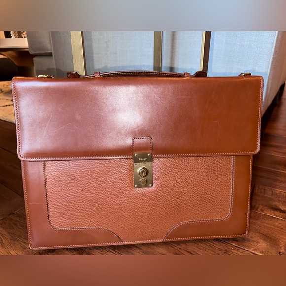 BALLY Vintage Italian Leather Briefcase Cognac Executive Lock Case - Collector - Picture 10 of 15